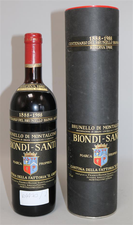 One bottle of Brunello di Montalcino, Biondi-Santi Riserva - del Centenario 1982